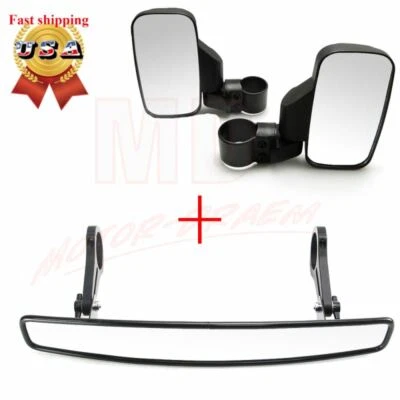 1.75" Side Mirrors + UTV Wide Rear View Mirror For Polaris RZR S 800 900 XP1000 - Image 1 of 4