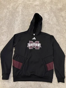Adidas Mississippi State University Bulldogs MSU Hoodie Mens S Black Maroon - Picture 1 of 5