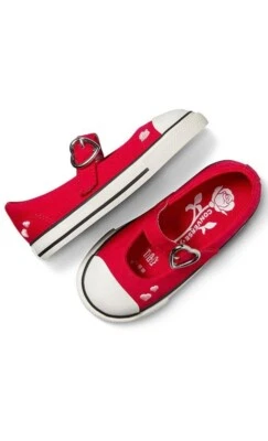 Nuevo con etiquetas Converse All Star bebé/niño pequeño 5 delicados corazones y rosas bordados Mary Jane Foto 1 de 4