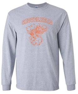 SHOVELHEAD Orange Engine LONG SLEEVE T-shirt - Harley Biker - Picture 1 of 4