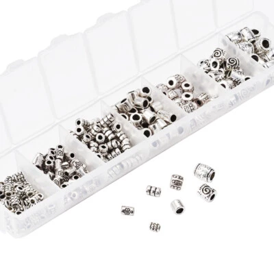 260pcs/Box Tibetan Alloy Column Metal Beads Carved Loose Spacers Findings 4~8mm - Image 1 of 4