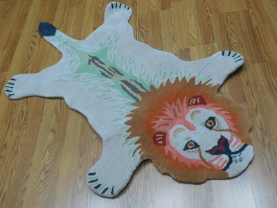 Alfombra Tibetana León Forma Hecha a Mano Niños Alfombra Boho Alfombra Estética 3x5 Pies Foto 1 de 4