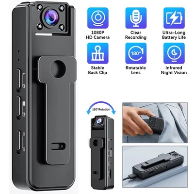 HD Mini Police Body Camera 1080P Video Audio Recorder Pocket Night Vision Cam US - Image 1 of 4