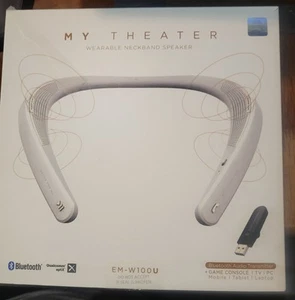Wireless Bluetooth Wearable Neckband Speaker Headset (White) w/USB Doggle - Photo 1 sur 8