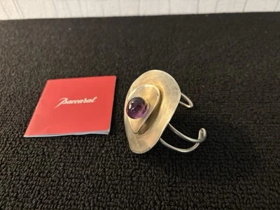 Bracciale Rigido Argento Cristallo Viola In Cristallo Di Baccarat - Immagine 1 di 4