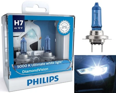 Philips Diamond White 5000K H7 55W Two Bulbs Head Light Low Beam Replace Stock - Image 1 of 4