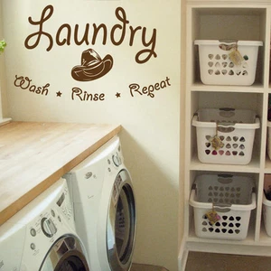 Wash Rinse Repeat Laundry Room Vinyl Wall Quote Sticker Decal 22"w x 13"h - Picture 1 of 4