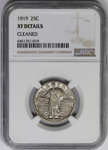 1919-P NGC 25C Standing Liberty Quarter Extra Fine XF Details Cleaned