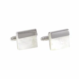 New Rhodium Plated Classic Mother of Pearl Cufflinks 1379 - Picture 1 of 3