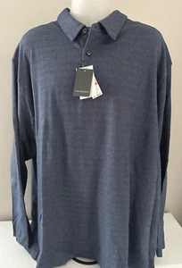 Van Heusen Black Iris Heat Blue Long Sleeve Polo Shirt SIZE 3XLT,XXXLTall - Picture 1 of 3
