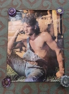 Vintage 1985 Patrick Swayze 27.5”x 21" Photo Greg Gorman Starmakers Bib Overalls - Picture 1 of 9
