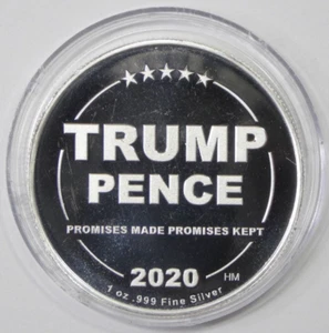 Ronda de plata fina Trump Pence Promises Made Promises Kept Q 2020 1 oz 999 - Imagen 1 de 4