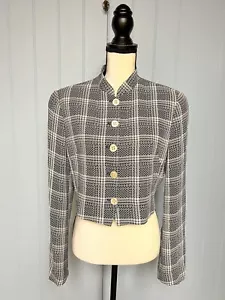 Georgiou Studio 5 Button Shoulder Padded Lined Cropped Blazer Jacket Size 10 - Picture 1 of 6