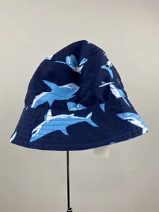 New Hanna Andersson Reversible Blue Shark Bucket Hat Size Medium 2-6 Y - Picture 1 of 6