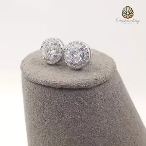 0.5CT Round Cut VVS1/D Real 5mm Moissanite Solitaire StudEarrings Hallmark PT950 - Picture 1 of 23