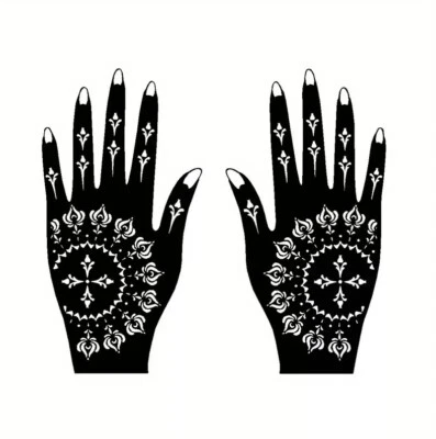 Henna Stencils Hand Mehndi Art Template India Lace Body Temporary Tattoo 2pcs
