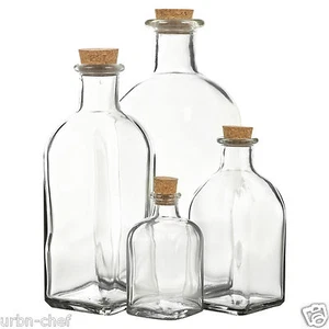 3 6 9 12 Glass Bottle Jars Vials Cork Lid Stopper Kitchen Food Storage Cruet Set - Picture 1 of 4