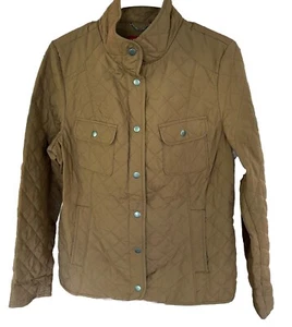 Merona Quilted Jacket Women’s L Brown Camel Slimming Lightweight Snaps - Picture 1 of 9