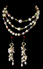 Nakamol Freshwater Pearl Multi-Strand Necklace w/ beads and Earring Jewelry Set
