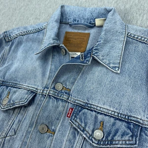 Levis Premium Denim Trucker Jacket Mens S Light Wash Blue Jean Modern "Big E" - Bild 1 von 17