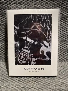 Carven Parfums Baumwolle Schal Halstuch Läufer schwarz & weiß ABSTRAKT Neu im Karton 66""L x 27""W - Bild 1 von 6