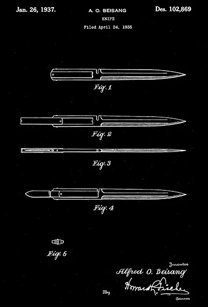 1937 - Cuchillo - A. O. Beisang - Póster artístico patente Foto 1 de 1