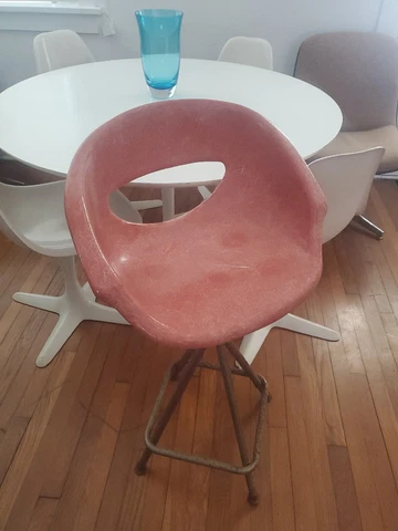 MCM Mid Century Modern Eames era JOAL Fiberglass Shell Chair Stool rare SWIVEL Cover
