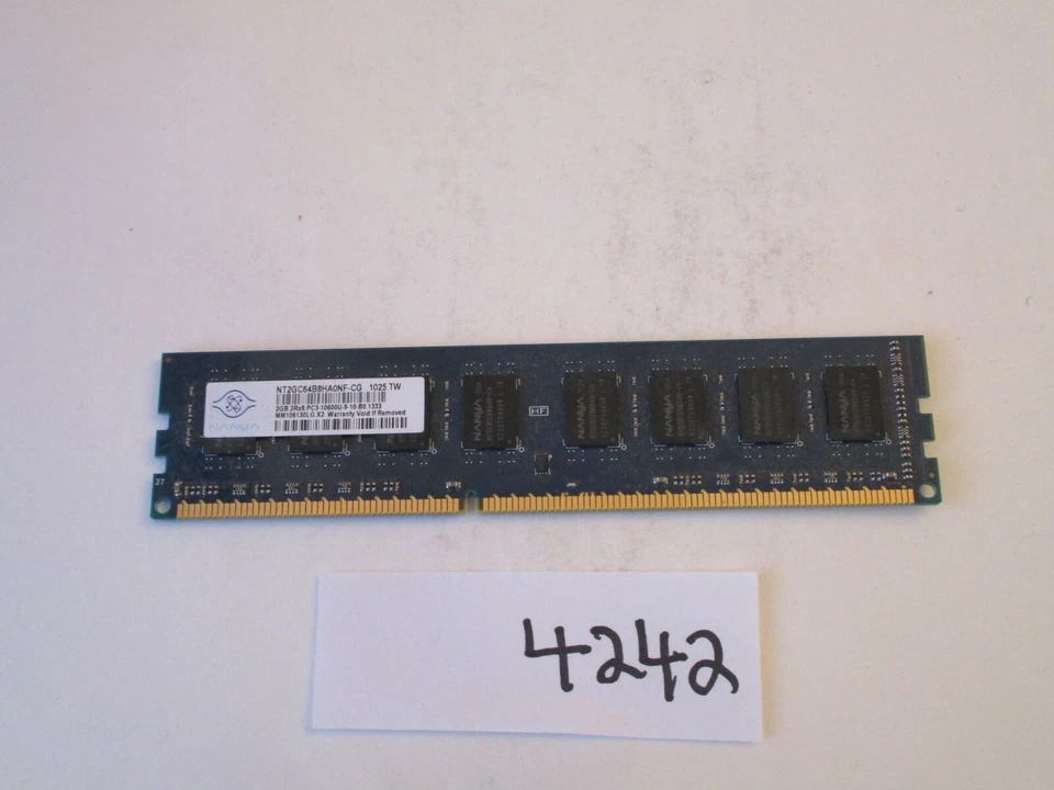 Nanya NT2GC64B8HA0NF-CG 2Gb PC3-10600 1333Mhz DDR3 Desktop Memory RAM (4242) - Image 1 of 2