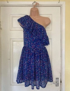 Women’s Blue Floral One Strap Dress Size 10 Miss Selfridge - Picture 1 of 3