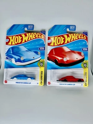 2025 Hot Wheels Expirimotors Lot of 2x -Porsche 911 Carrera Blue & Red Key Chain - image 1 of 4