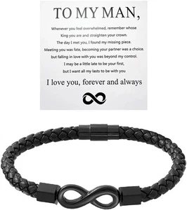 Personalisiertes Infinity Armband für Ihn - Love You Forever Leder Geschenk - Bild 1 von 5