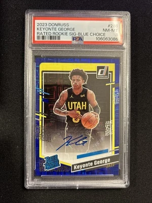 2023 Donruss Keyonte George Rated Rookie Signature Blue Choice /49 PSA 8 - Image 1 of 3