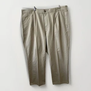 Pantalones para hombre Ivy Crew talla 42x30 TAN EASY CARE plisados frente cintura cómoda nuevos con etiquetas - Imagen 1 de 7