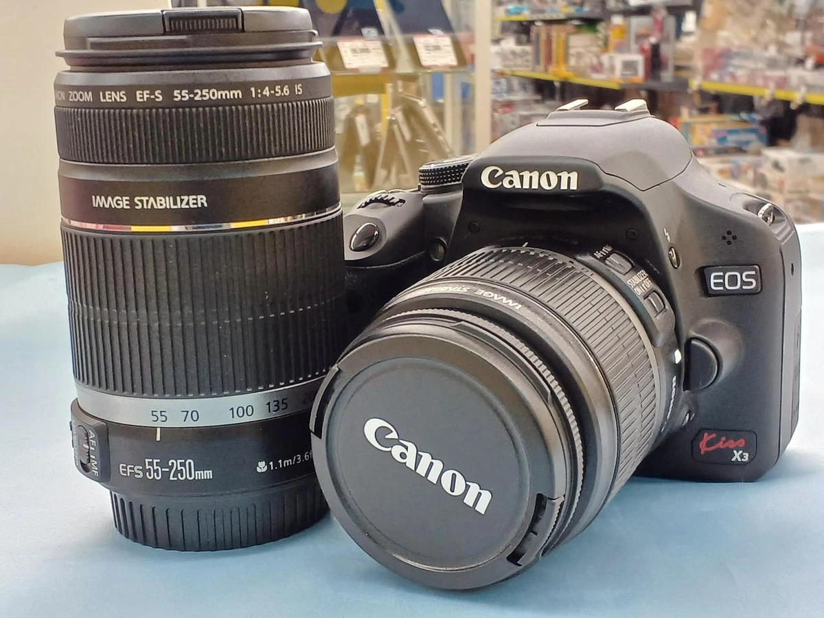 ☆Canon EOS kiss X3 Canon EF-S 55-250mm Canon EOS Kiss X3 DSLR Camera Dual EF-S Lenses 18-55mm & 55-250mm