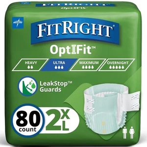 FitRight Ultra Absorbency Adult Diapers, FSA/HSA Eligible, 80 Count, ... - Picture 1 of 5