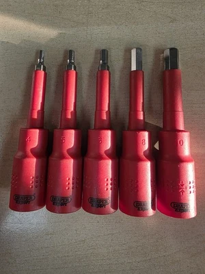 5 Piece Draper 1/2 Square Drive VDE Hexagonal Socket Bit Set - Image 1 of 4