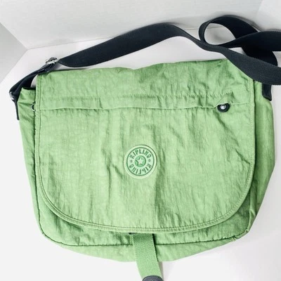 Kipling Nylon Green Large Orig Laptop Messenger Bag Crossbody Disct'd 304JF VTG - Image 1 of 4