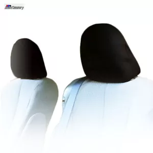 Set of 2 Solid Black Cloth Car Headrest Covers with Foam Backing for Toyota - Bild 1 von 7