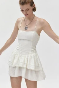Urban Outfitters Kimchi Blue Desi Strappy Drop Waist Mini Dress Ruffle XS 276301 - Bild 1 von 13