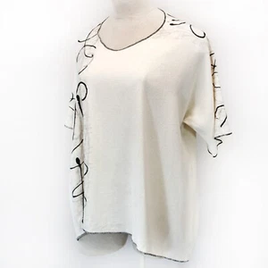 Monika Astara Lagenlook Raw Silk Hand painted Hieroglyphic blouse top O/S XL 1X - Picture 1 of 9