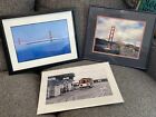 GOLDEN GATE BRIDGE & TROLLEY CAR PHOTOS SAN FRANCISCO SIGNED FRAMED AND MATTED