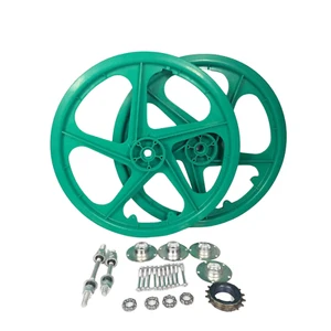 BMX Bicycle 20 PVC Sport Rim ( GREEN) Complete Wheelset Hub Set - Picture 1 of 3