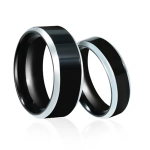6mm/8mm Stainless Steel Men Ring Simple Engagement Ring Wedding Band Comfort Fit - Picture 1 of 12