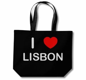 Lisbon I Love Cotton Shopping Bag (Black, White, Natural) - Picture 1 of 8