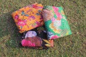 Kantha Quilt Blanket Indian Handmade Throw Vintage Bedspread Patchwork Cotton - Picture 1 of 9