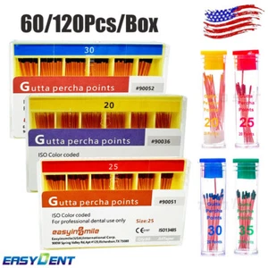 60/120pcs Endodontic Dental Gutta Percha Points Size 15-40 45-80 0.02/0.04/0.06 - Picture 1 of 27