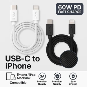 USB-C to iPhone 14 13 Cable 60W Fast Charge | Certified 3A Braided Lead for iPad - Picture 1 of 27