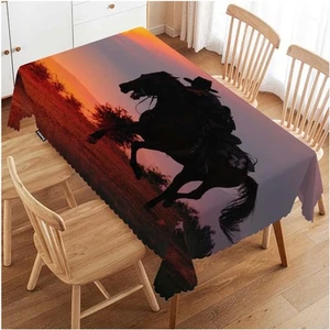 Swono Rectangle Tablecloth Cowboy Table Cover 52x70 Inch Inch, - Picture 1 of 7
