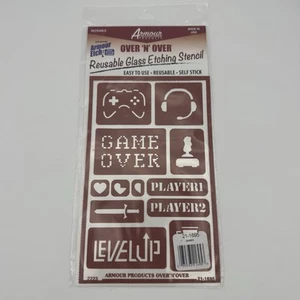 Reusable Over n Over Glass Etching Stencil By Armour ONO Gamer Theme NEW - Picture 1 of 6