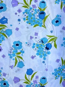 Springmaid Wondercale Twin Bright Floral Retro Flat Sheet 1970's - Picture 1 of 13